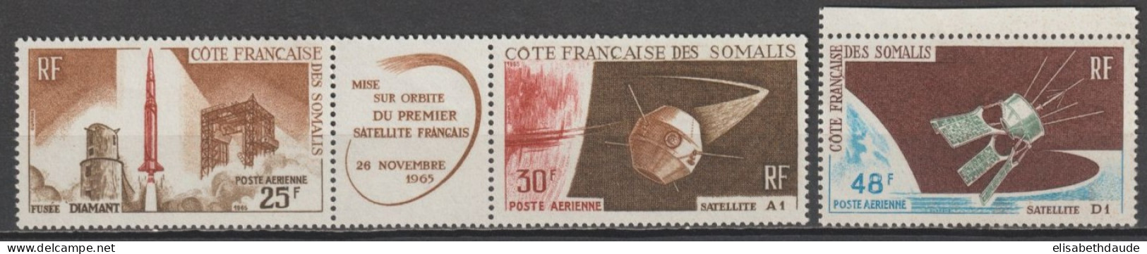 COTE DES SOMALIS - 1966 - SATELLITES YVERT N° AERIEN 46A+48 ** MNH - COTE = 17.5 EUR. - - Unused Stamps