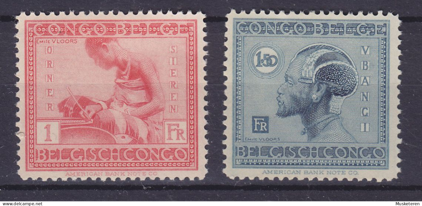 Belgian Congo 1926-27 Mi. 90, 92, Töpfer, Ubangi-Mann, MH* (2 Scans) - Unused Stamps