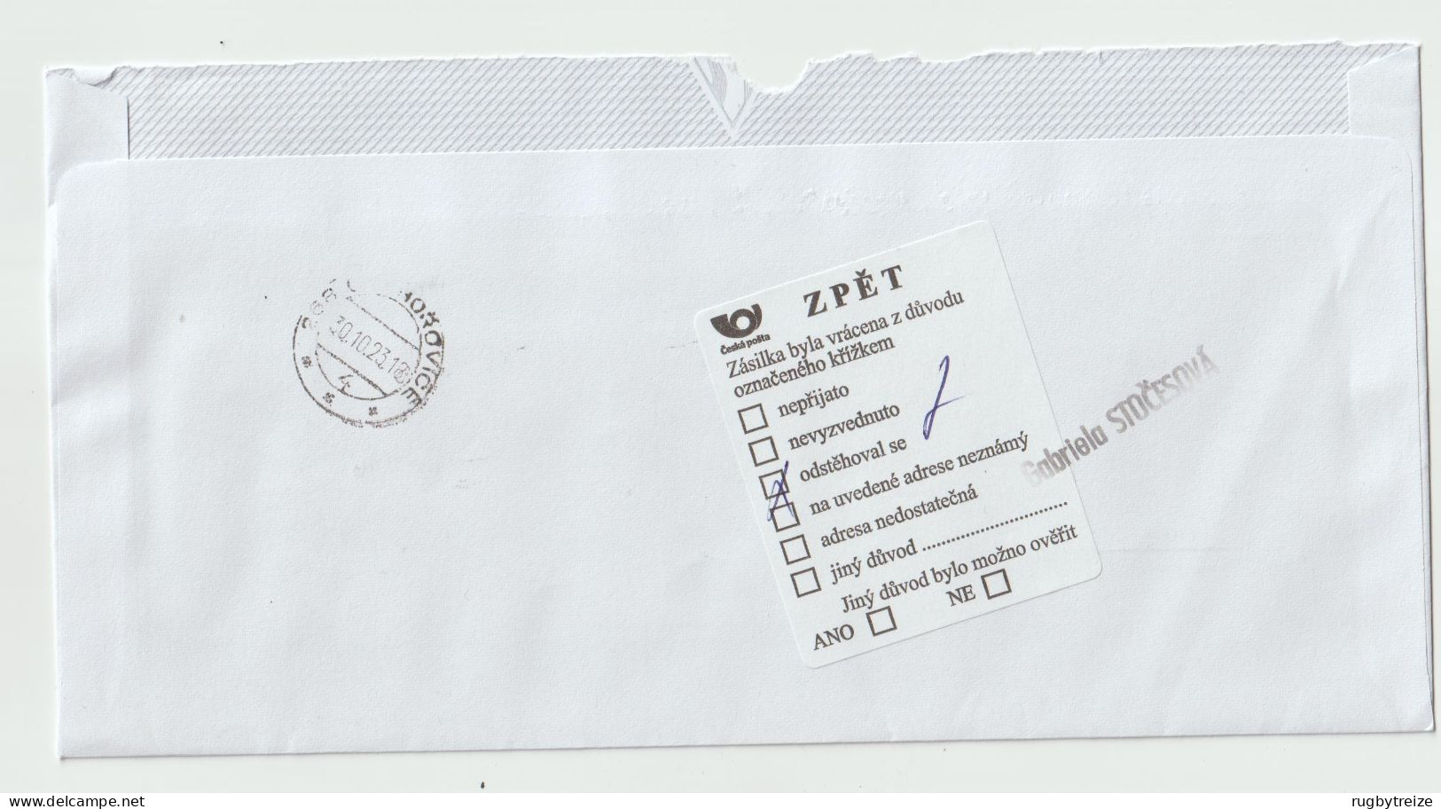 7564 Lettre Cover 2023 CESKA REPUBLIKA REPUBLIQUE TCHEQUE RECOMMANDE REGISTERED NPAI RTS RETURN TO SENDER - Storia Postale