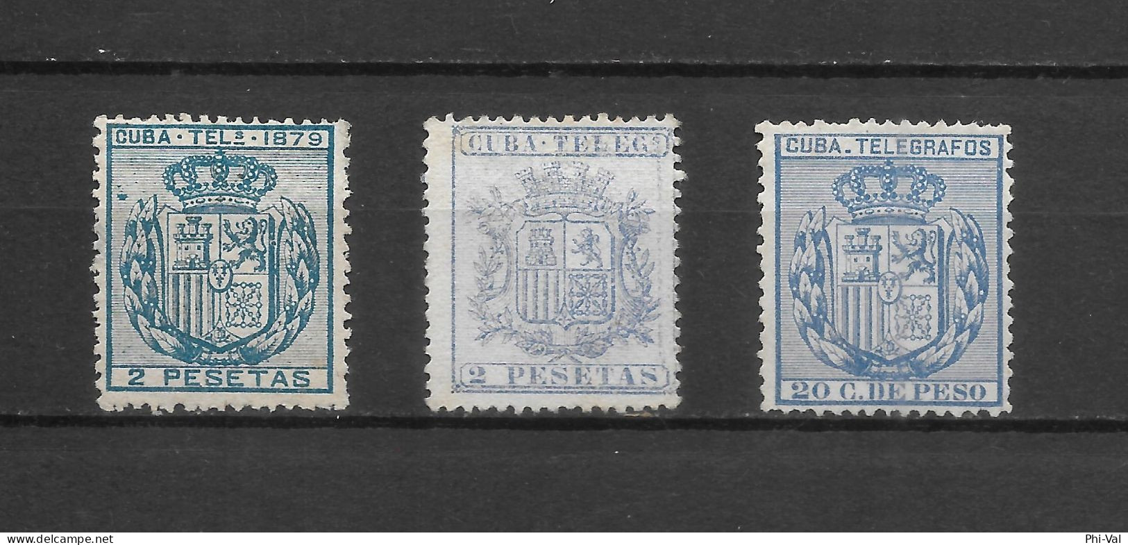 (LOT349) Cuba Telegraph Stamps. 1875-1896. VF MLH - Telegraphenmarken