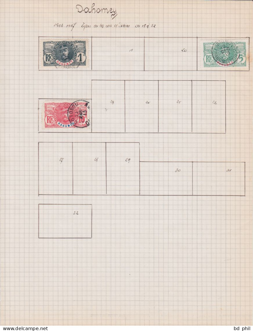 Lot 31 Timbres Dahomey 1906 1913 1917 1922 1926 1937 1938 1939 Neuf Et Oblitéré Avec Charnière - Other & Unclassified