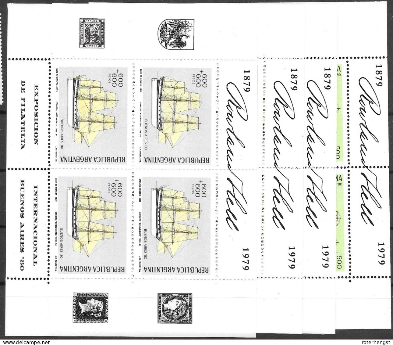 Argentina Mnh ** 1979 160 Euros (complete Set Of Four Ship Sheets) - Blocks & Sheetlets