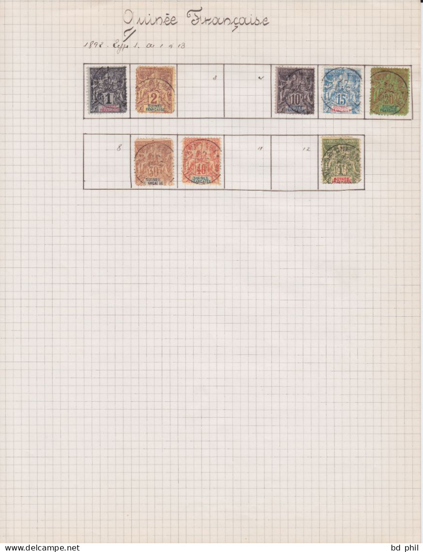 Lot 44 Timbres Guinée Française 1892 1913 1917 1937 1938 1939 Neuf Et Oblitéré Avec Charnière - Autres & Non Classés