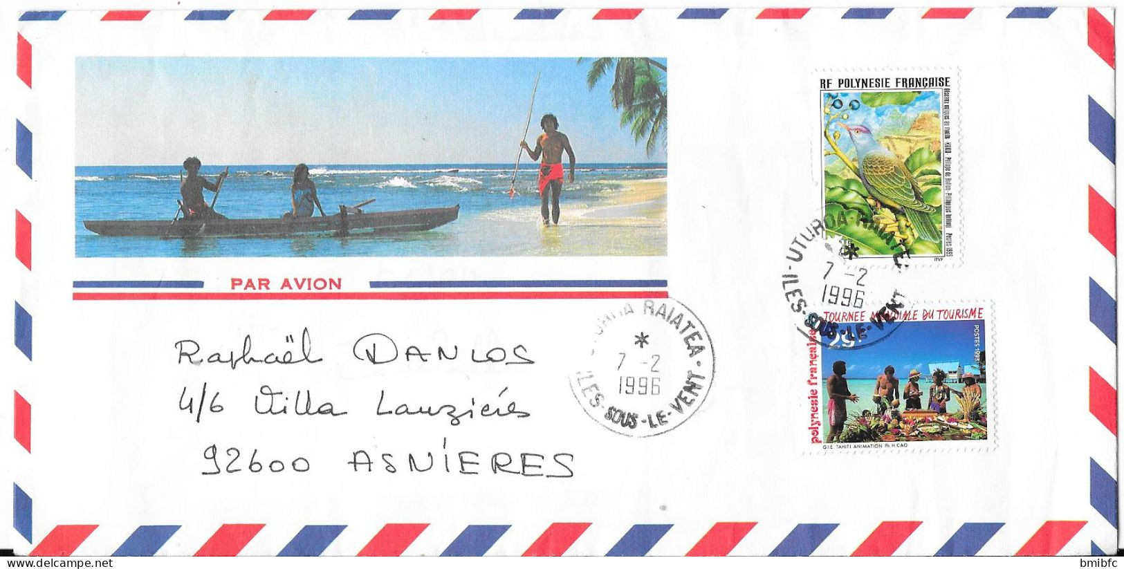 1996 Par Avion Au Départ De Uturoa - Covers & Documents