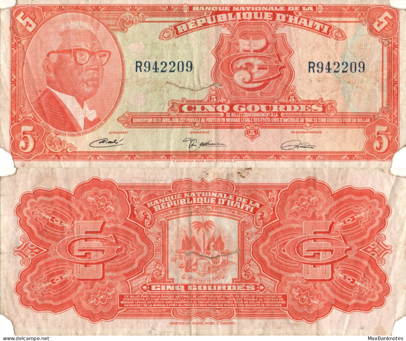 Haiti / 5 Gourdes / 1970 / P-202(a) / FI - Haïti