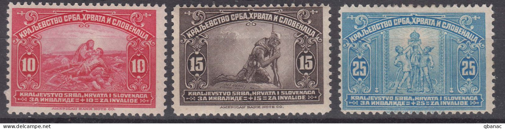 Yugoslavia Kingdom 1921 Mi#159-161 Mint Hinged - Nuovi