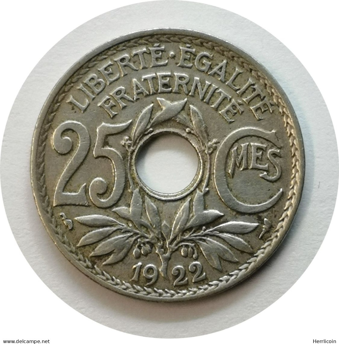 1922 - 25 Centimes Lindauer Non Souligné, Cupronickel - France [KM#867a] - 25 Centimes