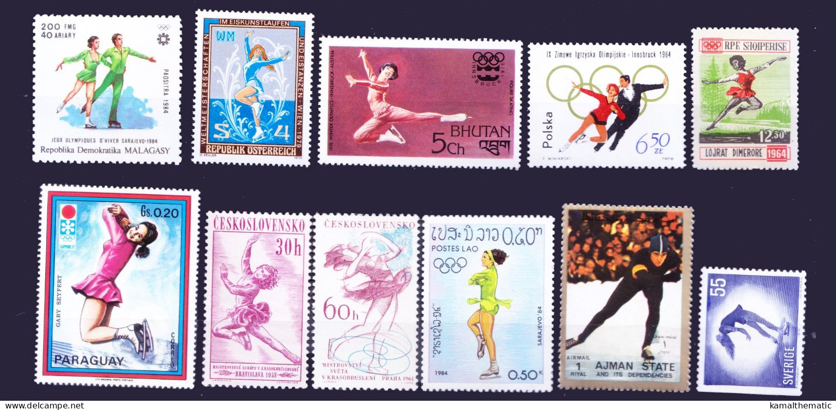 Figure Skating, Winter Sports Olympics, 50 Different MNH Stamps, Rare Collection - Patinaje Artístico