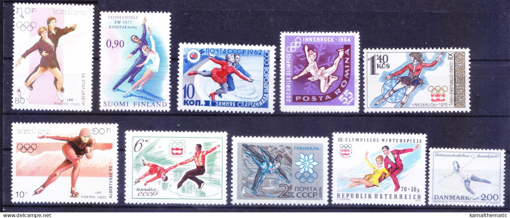 Figure Skating, Winter Sports Olympics, 50 Different MNH Stamps, Rare Collection - Patinaje Artístico