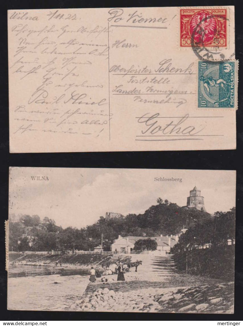 Poland 1922 Picture Postcard WILNA X GOTHA Germany - Lettres & Documents