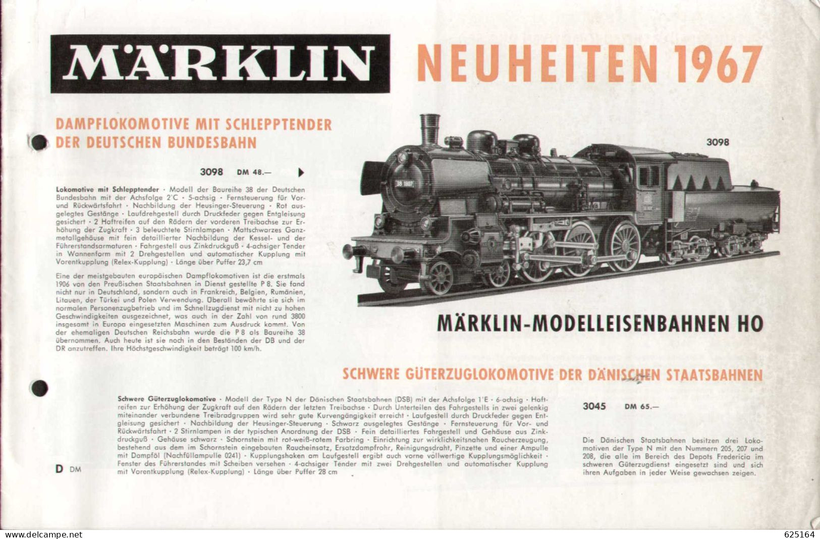 Catalogue MÄRKLIN 1967 Neuheiten HO + HAMO + AUTORENNBAHN SPRINT - Duits