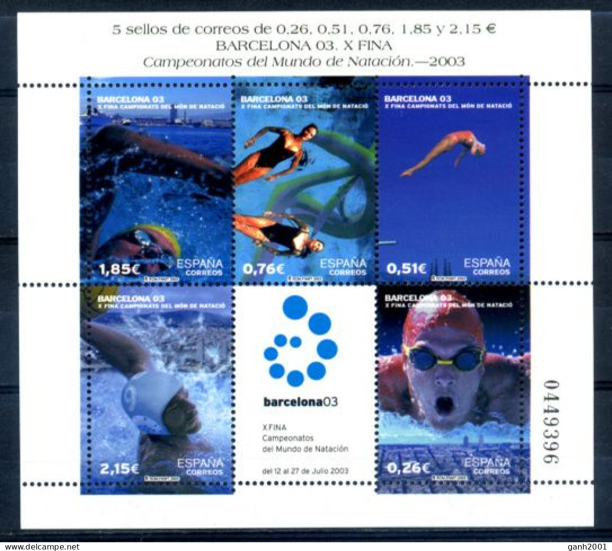 Spain 2003 España / World Swimming Championship MNH Campeonato Mundial Natación Y Saltos / Il33  1-41 - Nuoto