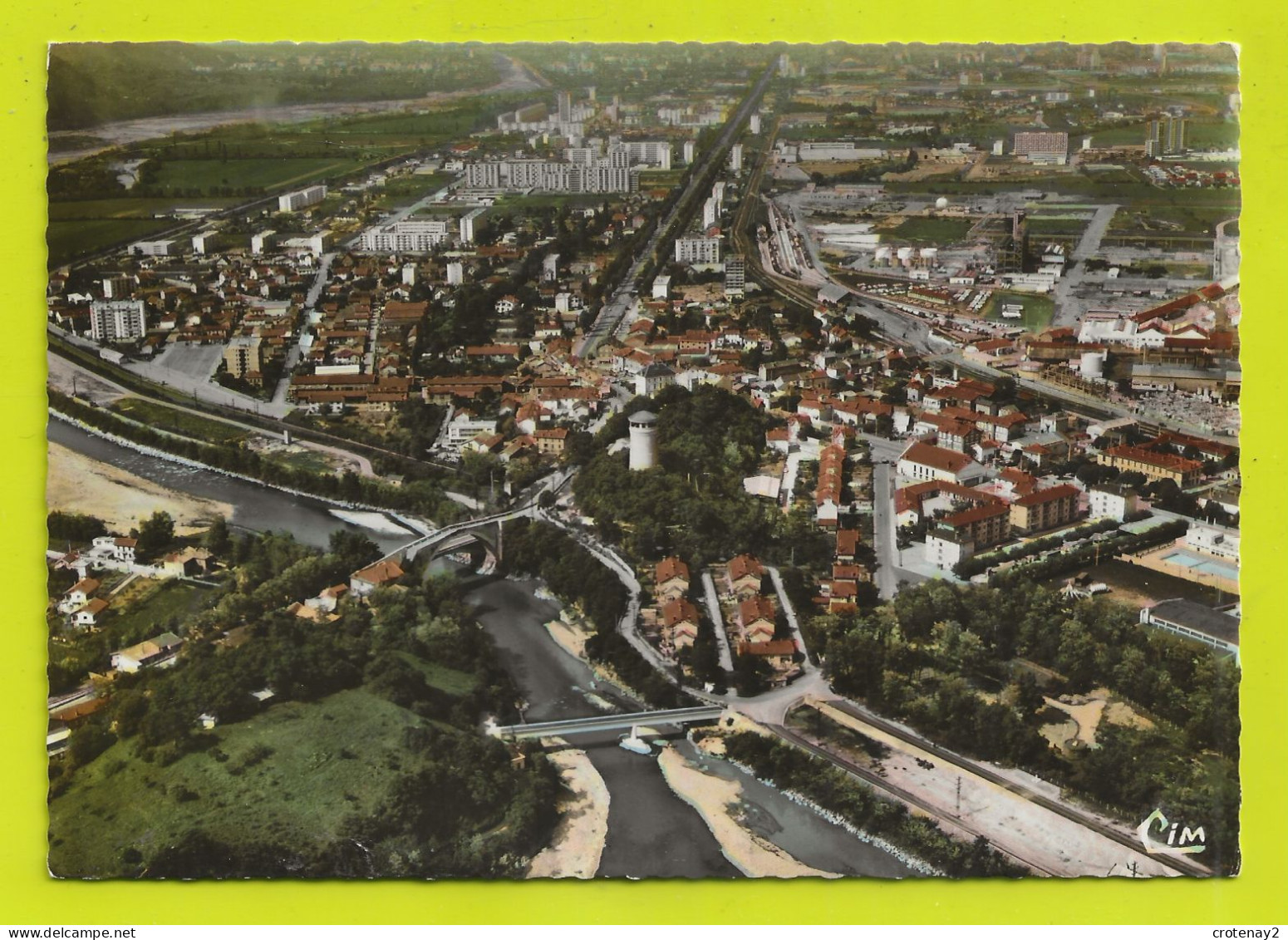 38 PONT DE CLAIX Vers Echirolles Vue Générale Aérienne Piscine Ponts Voies Ferrées Grands Immeubles HLM VOIR DOS - Echirolles