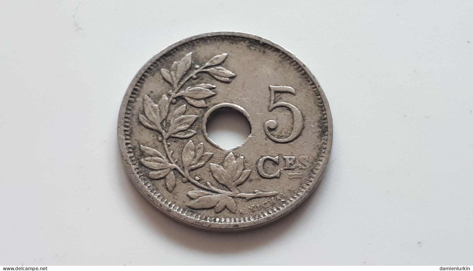 BELGIQUE ALBERT PREMIER 5 CENTIMES 1922 FR TROU LEGEREMENT DECENTRE, M DE MICHAUX PLUS HAUT COTES : 0,50€-1,75€-7,5€-25€ - 5 Centimes