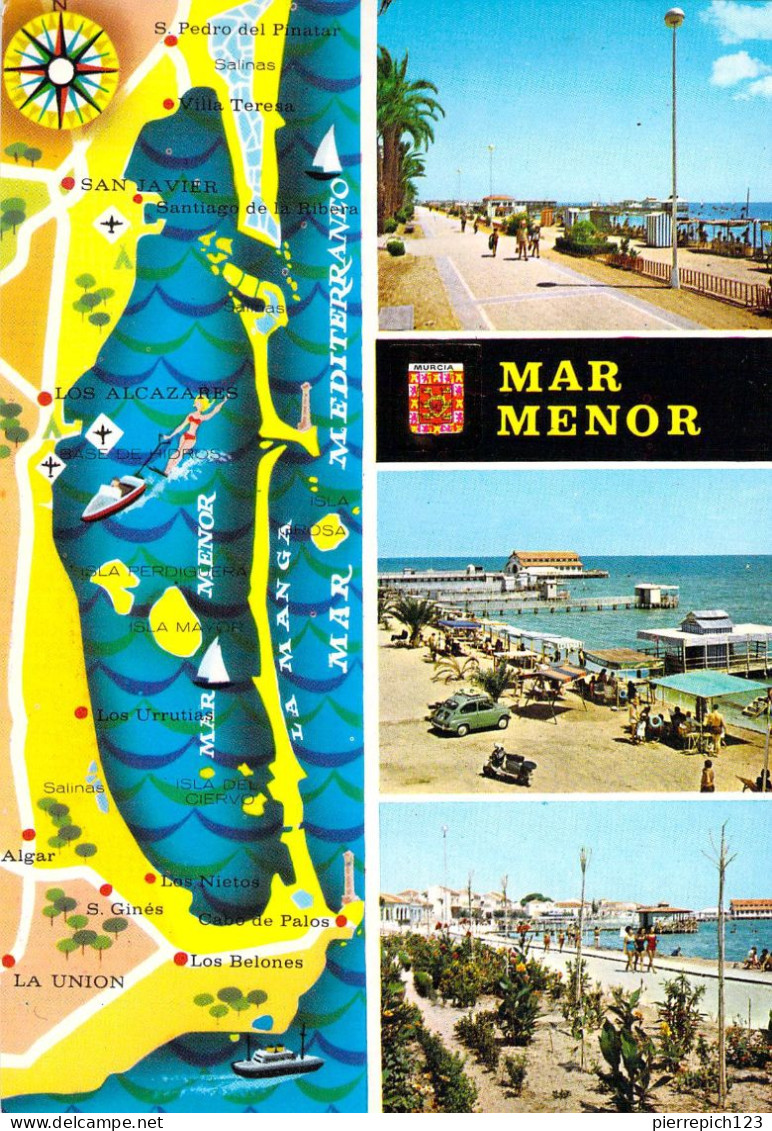 Mar Menor (Mer Mineure) - Carte Géographique - Multivues - Murcia