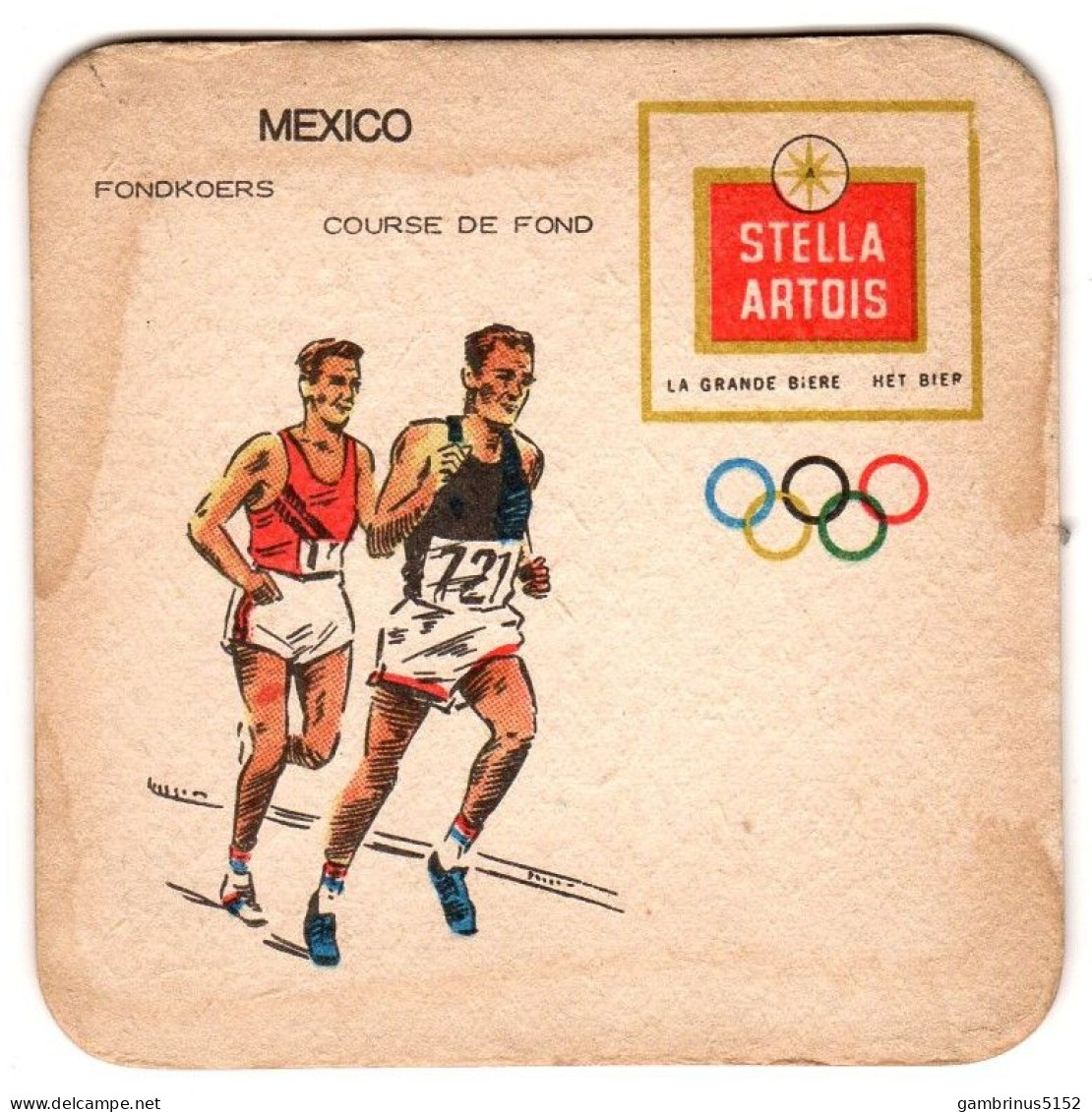 Sous-bock Brasserie STELLA ARTOIS JEUX OLYMPIQUES MEXICO 1968 - Other & Unclassified