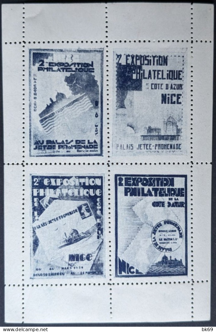 Nice 1931, 4 Blocs De 4 : 16 Vignettes**, 2eme Exposition Philatélique Nice Cote D'Azur - Briefmarkenmessen