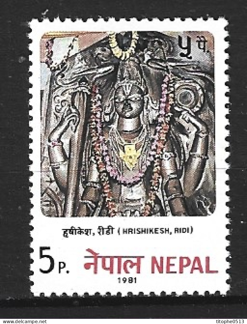 NEPAL. N°384 De 1981. Pierre Sculptée Bouddhique - Boeddhisme