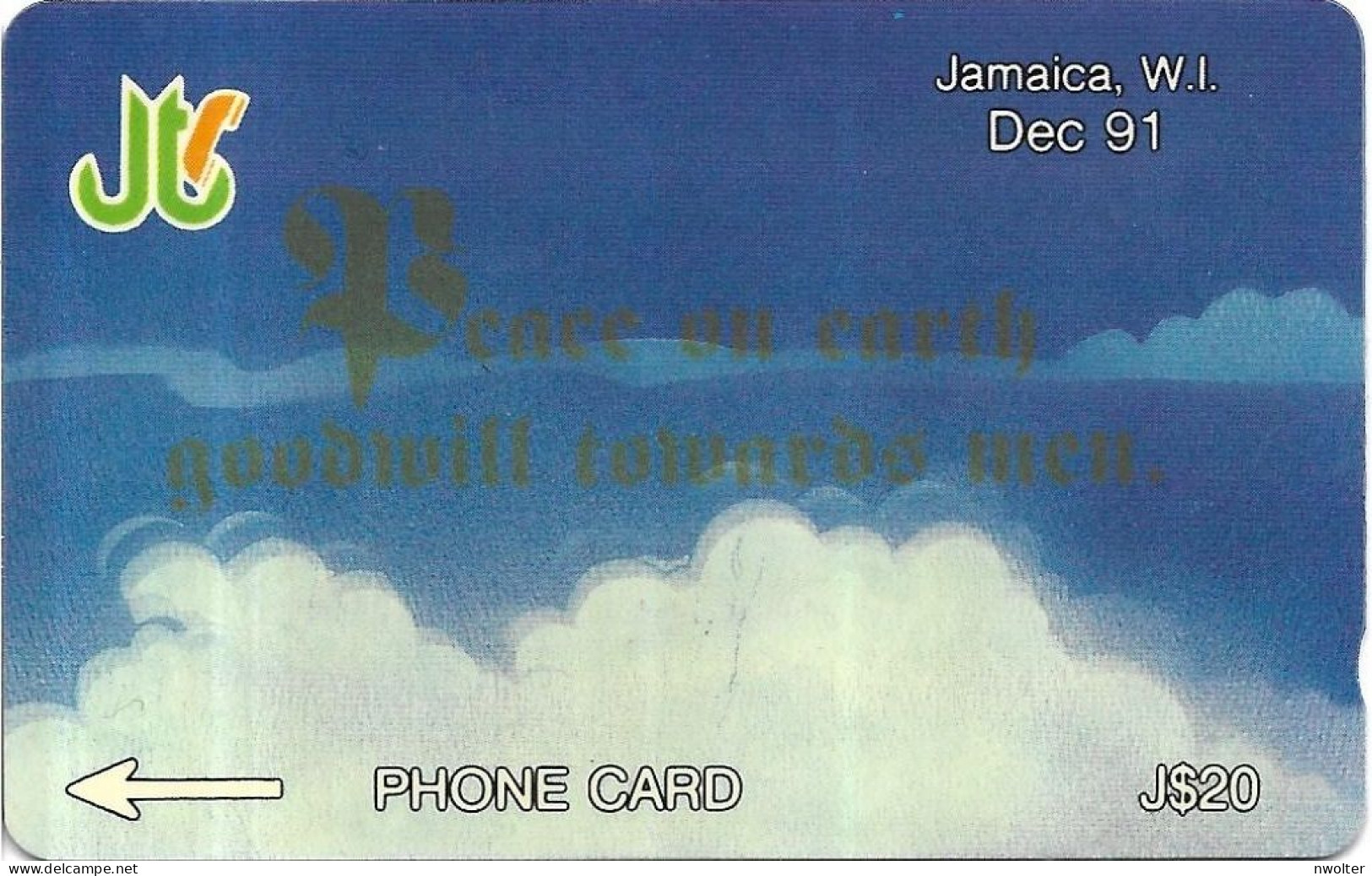 @+ Jamaique - Peace On Earth - December 91 (Old Logo) - Code : 5JAMA - Ref : JAM-5A - Jamaica