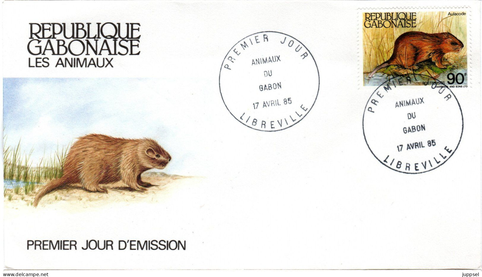 GABUN, FDC, Rat  /  REPUBLIQUE  GABONAISE, Lettre De Première Jour  1985 - Rodents