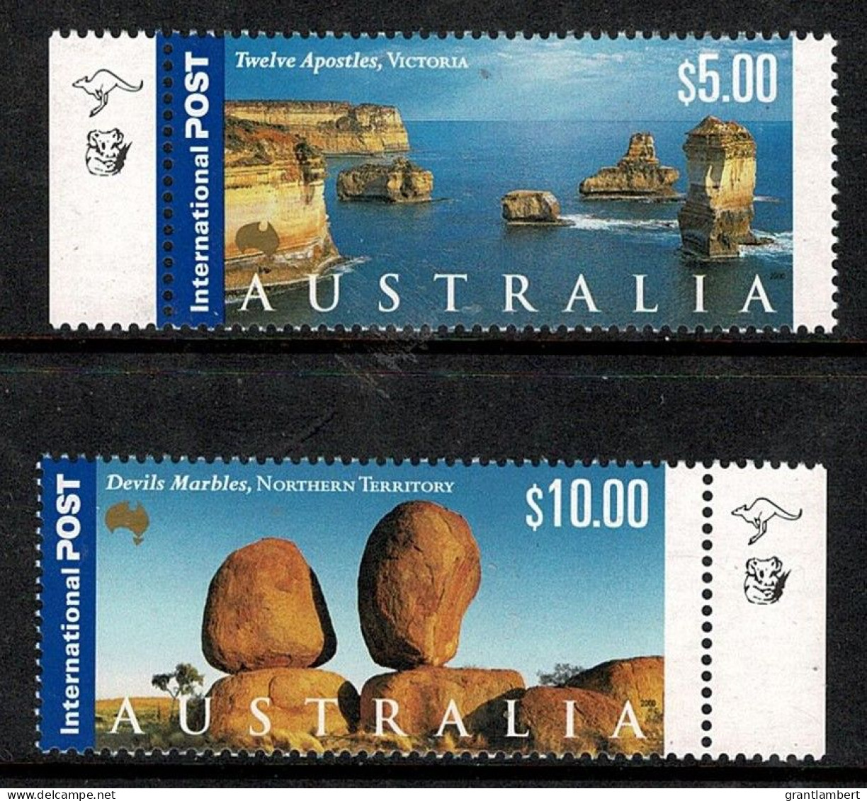 Australia 2000 Great Southern Land $10 Devil's Marbles, $5 Twelve Apostles Reprints MNH - Ongebruikt