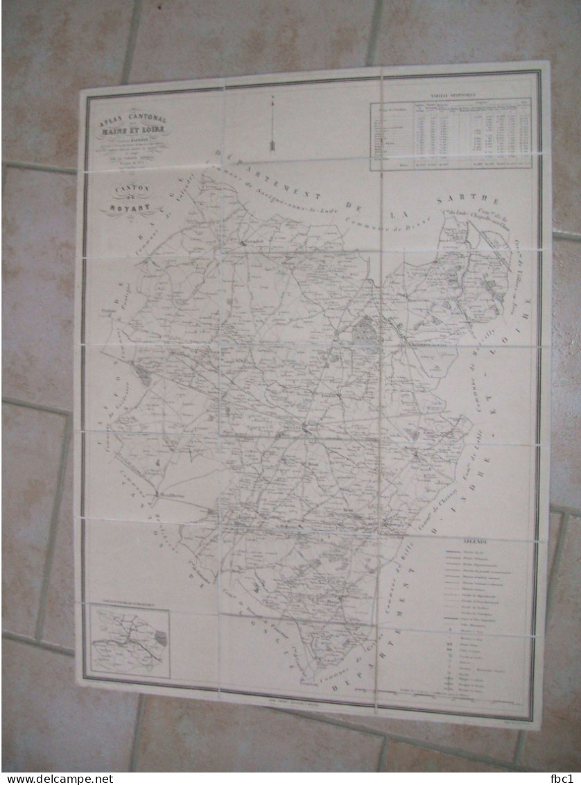 Carte Atlas Cantonal De Maine Et Loire - Canton De Noyant - 1873 Par Charles Blordier - Topographische Karten