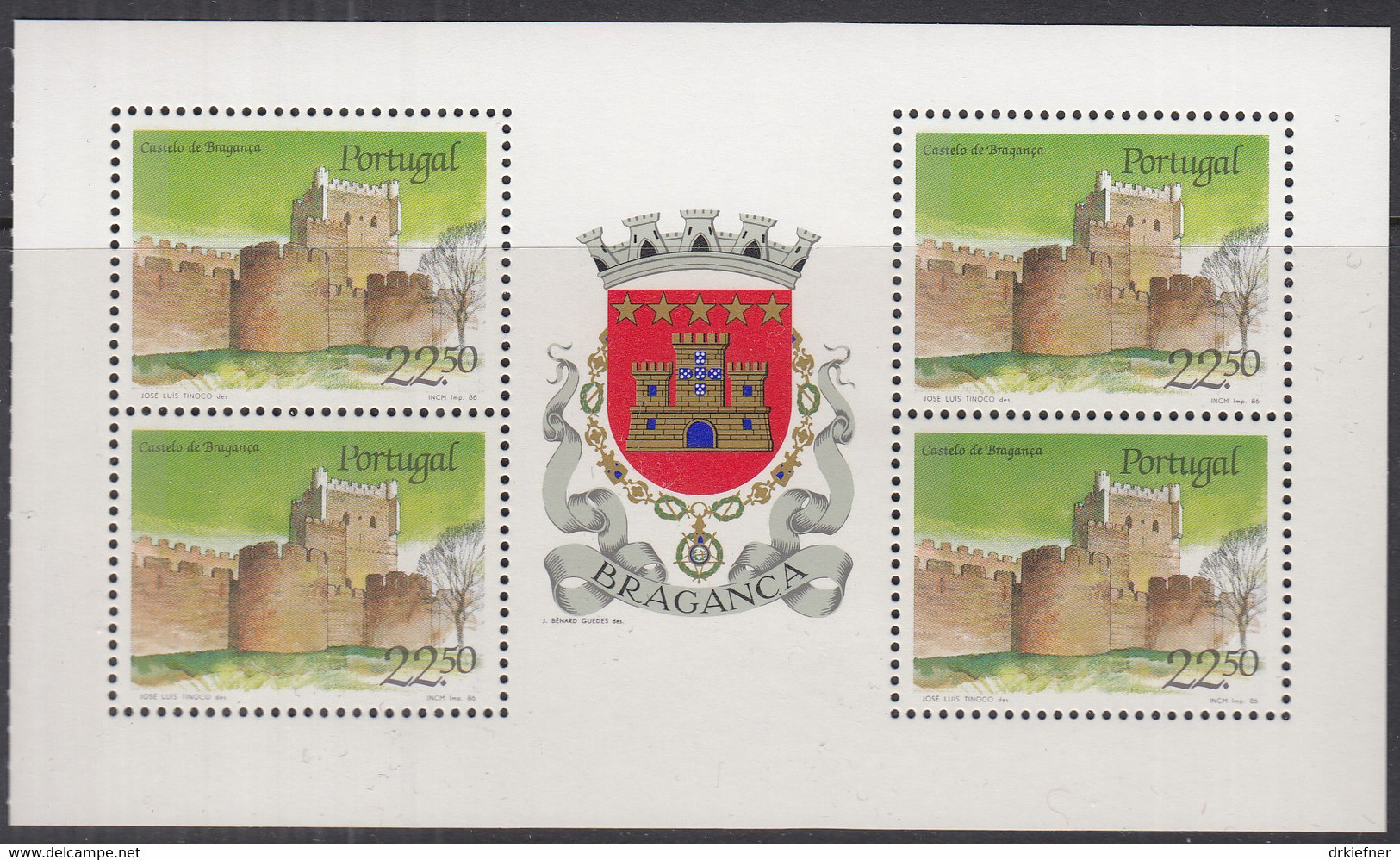 PORTUGAL  1689, Heftchenblatt, Postfrisch **, Burgen Und Schlösser: 4 Braganca, 1986 - Markenheftchen