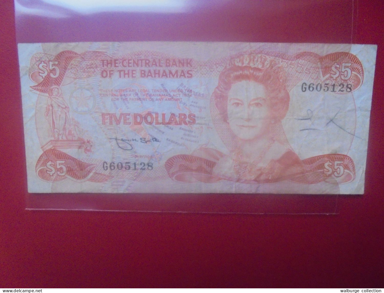 BAHAMAS 5$ 1974 Signature "B" Circuler (B.33) - Bahamas