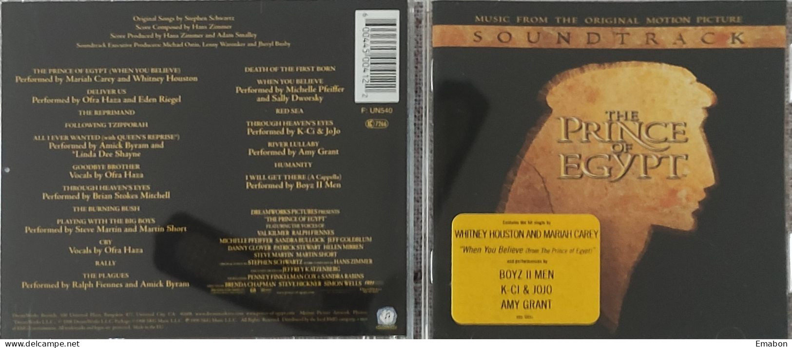 BORGATTA - FILM MUSIC  - Cd HANS ZIMMER  - THE PRINCE OF EGYPT - DREAMWORKS 1998- USATO In Buono Stato - Musique De Films