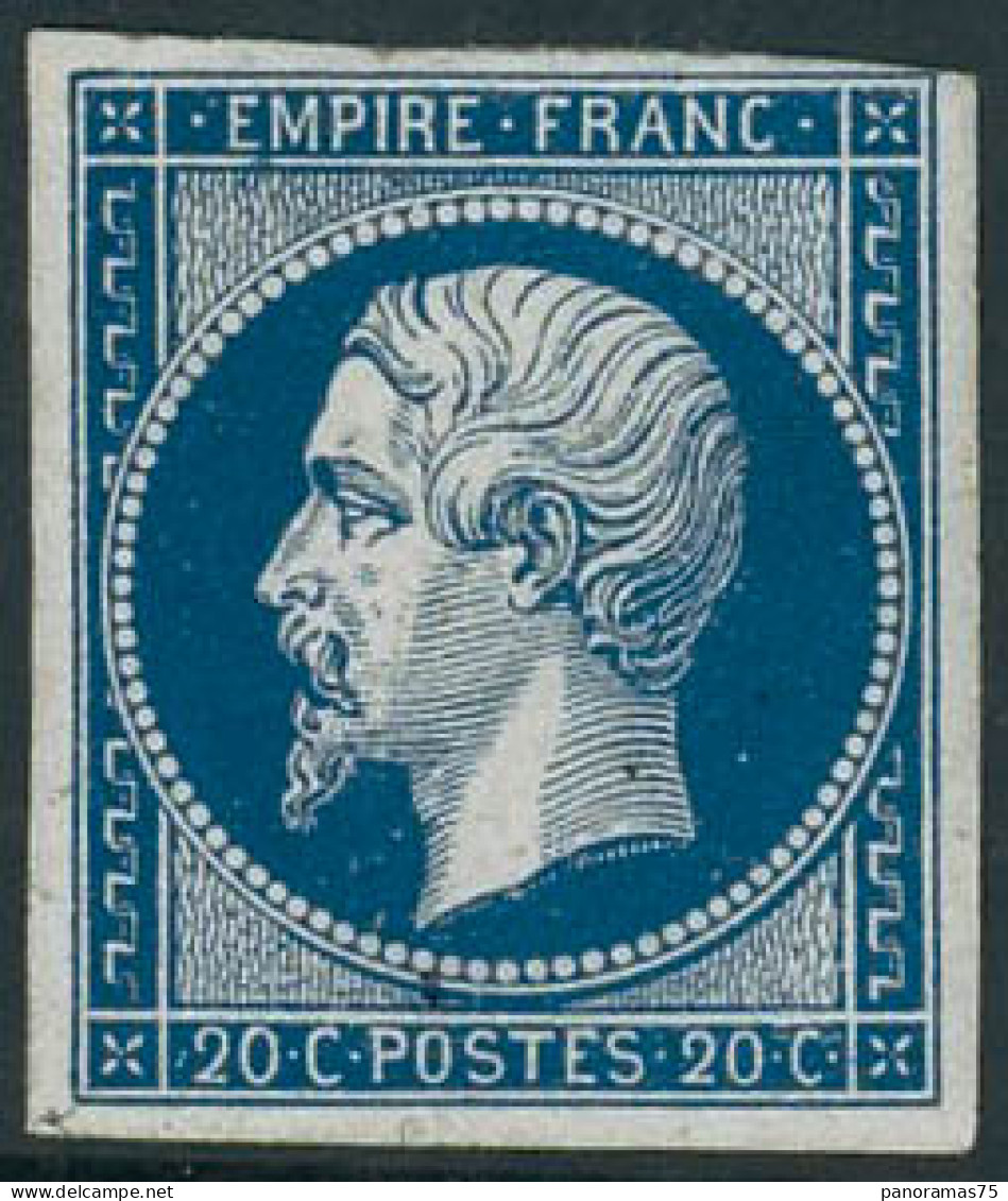 ** N°14Aa 20c Bleu Foncé, Type I Un Peu Court En Haut à Droite - B - 1853-1860 Napoléon III.