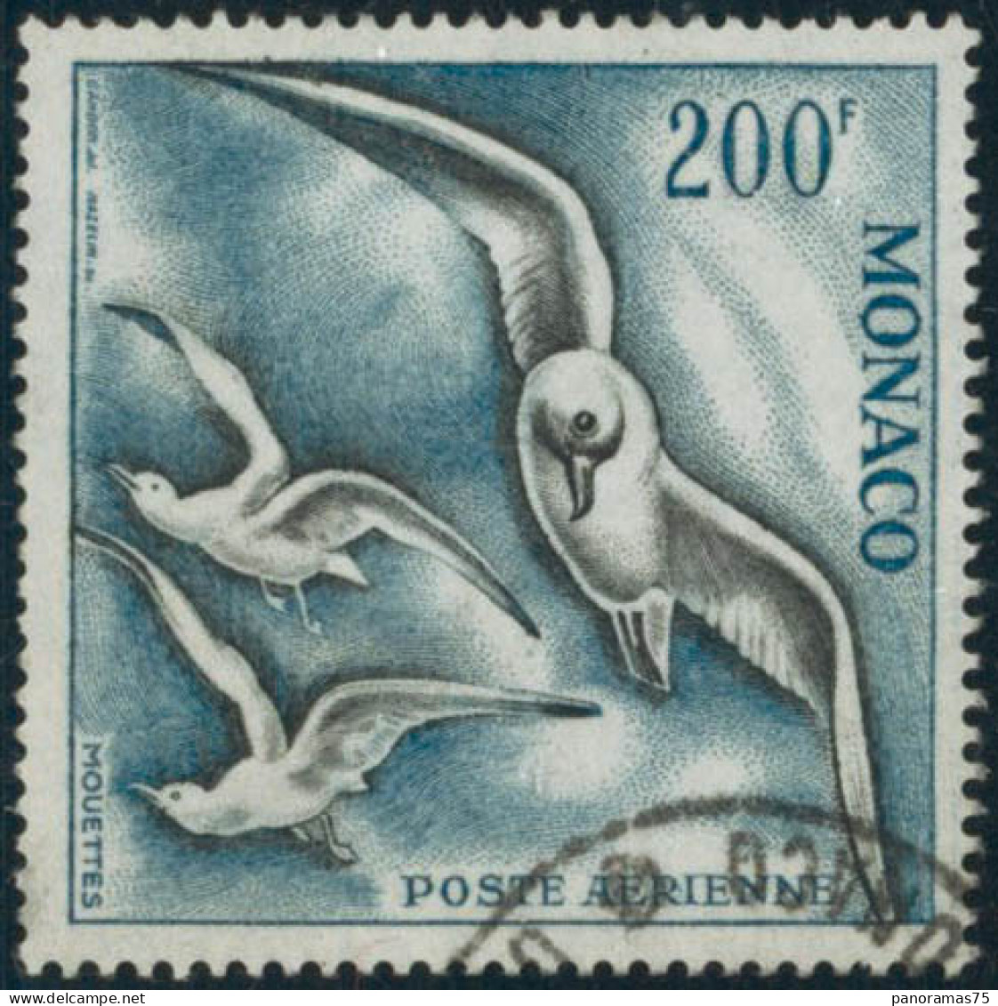 Obl. N°67 200F Mouette Dentelé 13 - TB - Poste Aérienne