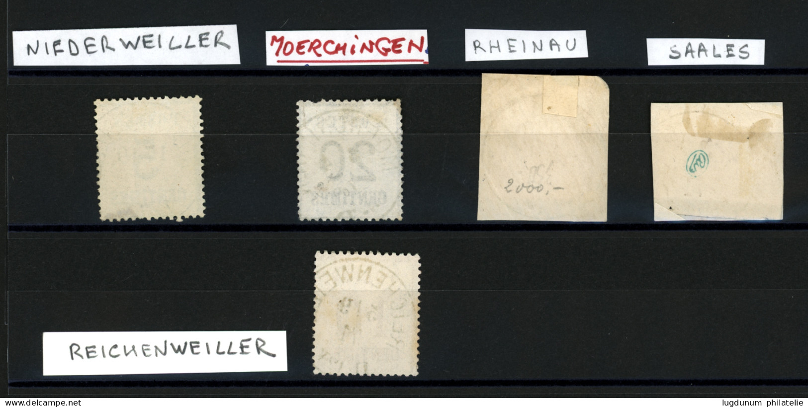 ALSACE LORRAINE - Bureaux Rares : 5c NIEDERWEILLER, 20c Pd MOERCHINGEN, 10c RHEINAU Bleu, 10c SAALES, 10c REICHENWEILLER - 1849-1876: Klassieke Periode