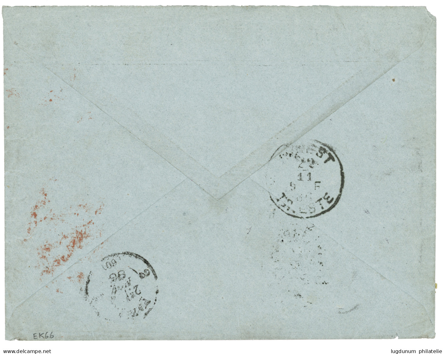 AUSTRIAN P.O ALEXANDRIA : 1886 10 PARA (Bloc Of 4 + Strip Of 4) + 20 Soldi Canc. ALEXANDRIA On REGISTERED Envelope To FR - Levante-Marken