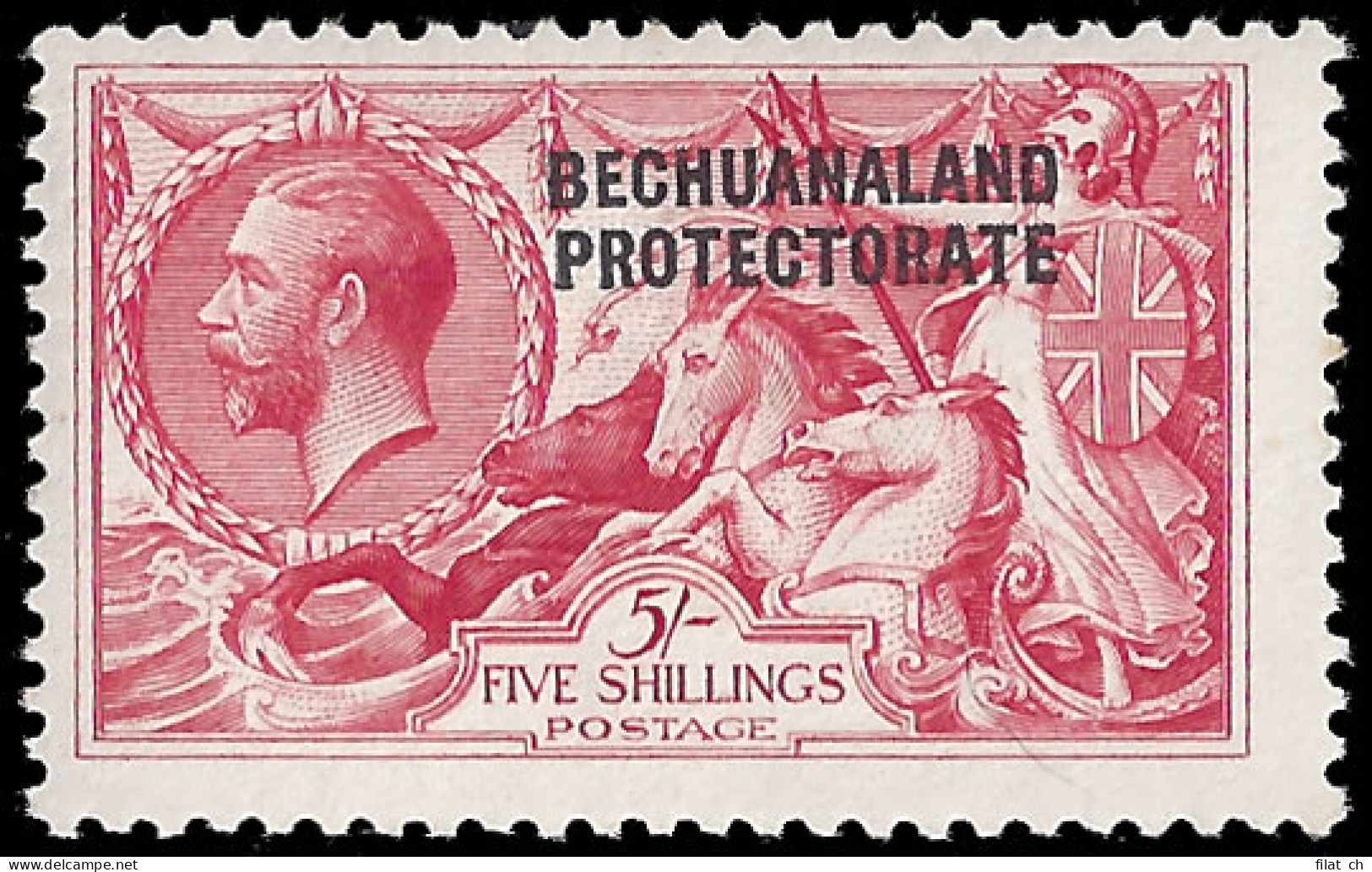 Bechuanaland 1920 5/- Bradbury Seahorse VF/M  - Other & Unclassified