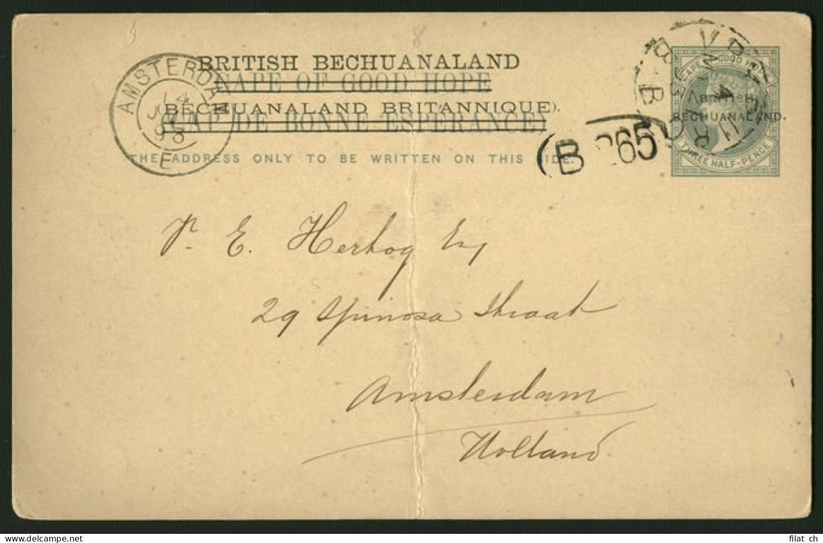 Bechuanaland 1893 Cape Ovptd Postcard With Stop - Other & Unclassified