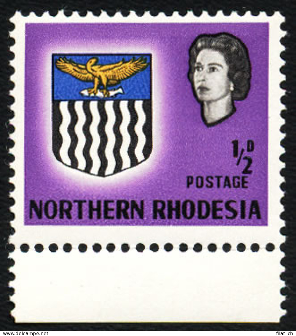 Northern Rhodesia 1963 &frac12;d Value Shifted VF/M , Rare - Nordrhodesien (...-1963)