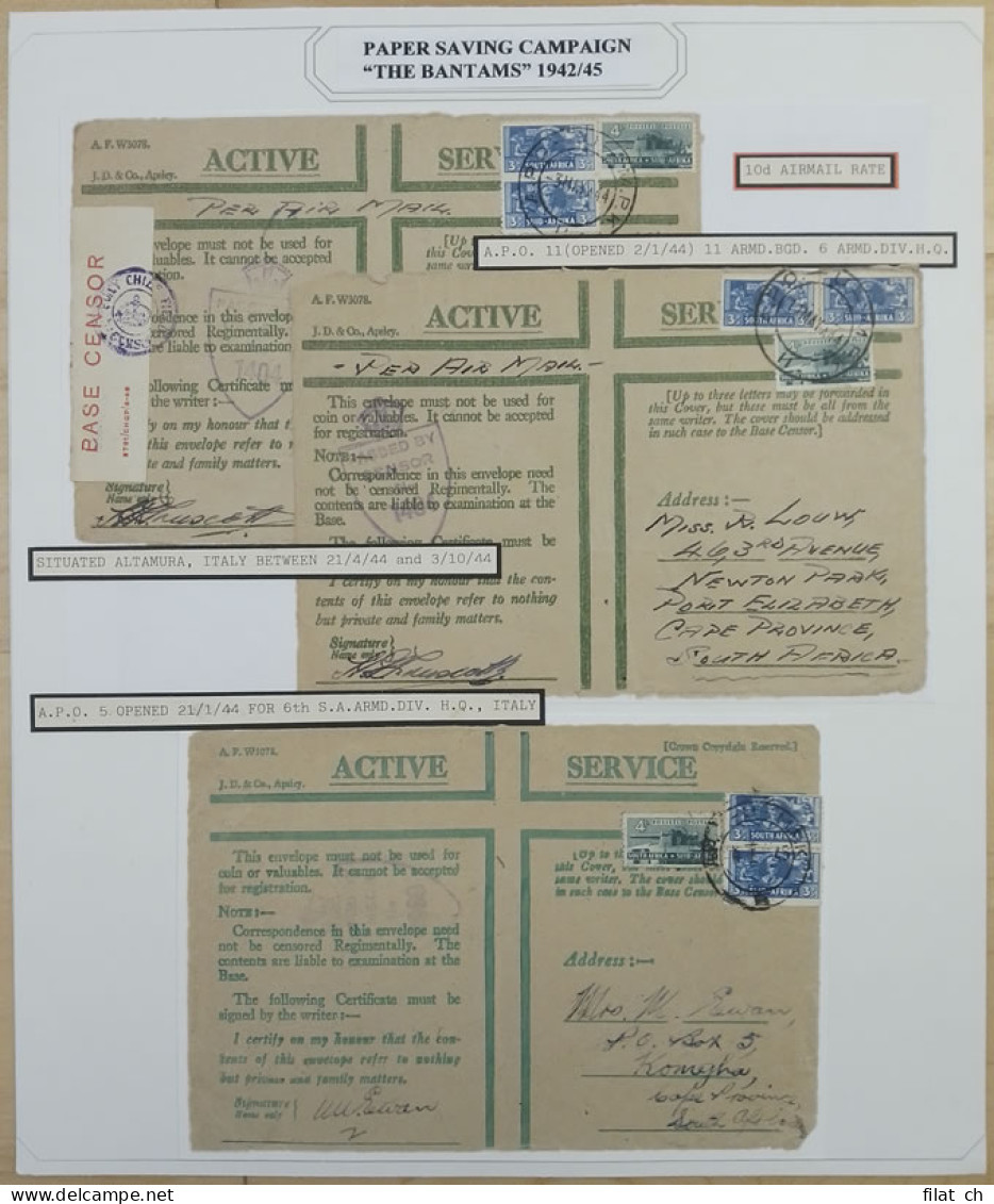 South Africa 1942 Bantam War Effort Postal History Exhibit - Non Classés