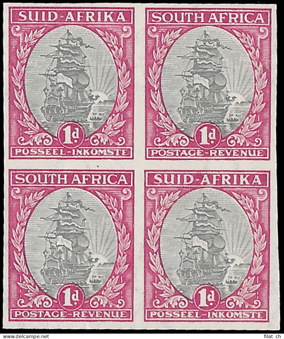 South Africa 1933 1d Imperf Block, Inv Wmk, UM, Gum Wrinkles - Non Classificati