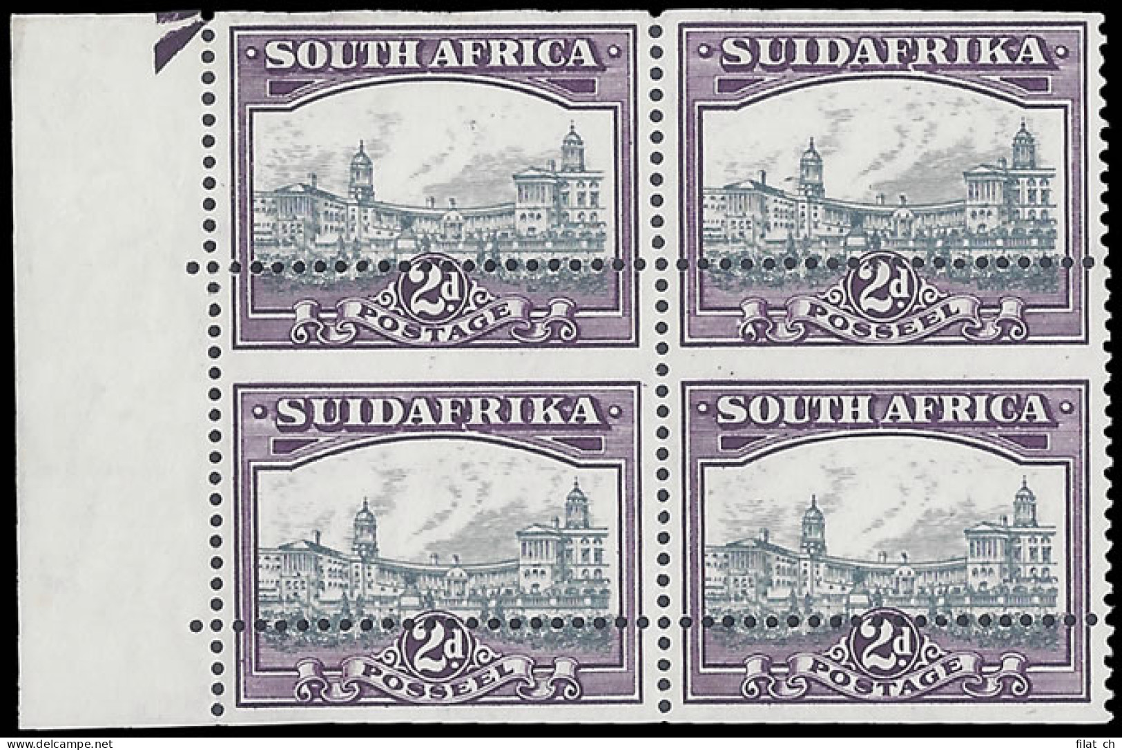South Africa 1930 2d Spectacular Misperforated Block - Non Classificati