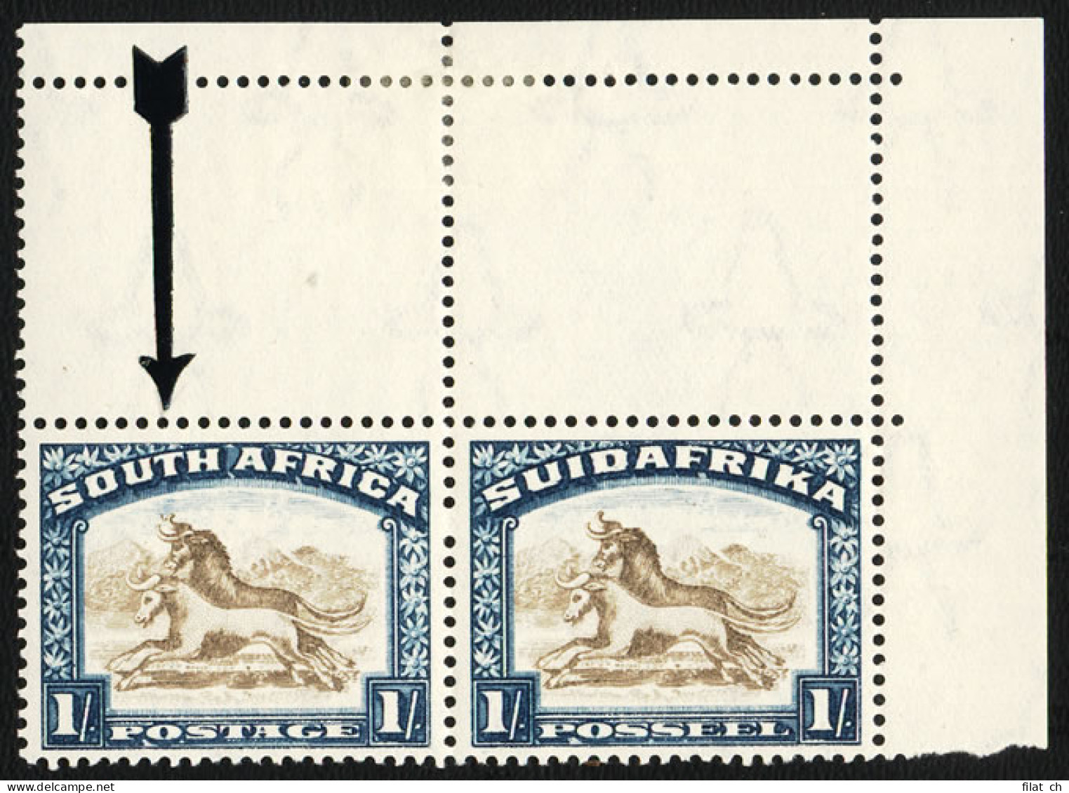 South Africa 1930 1/- Gnus With Twisted Horn UM Positional - Ohne Zuordnung