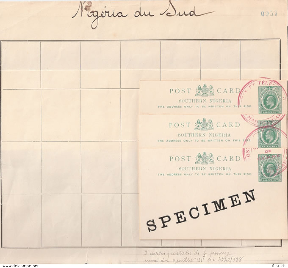 Southern Nigeria 1912 Madagascar UPU KEVII &frac12;d Cards - Autres & Non Classés