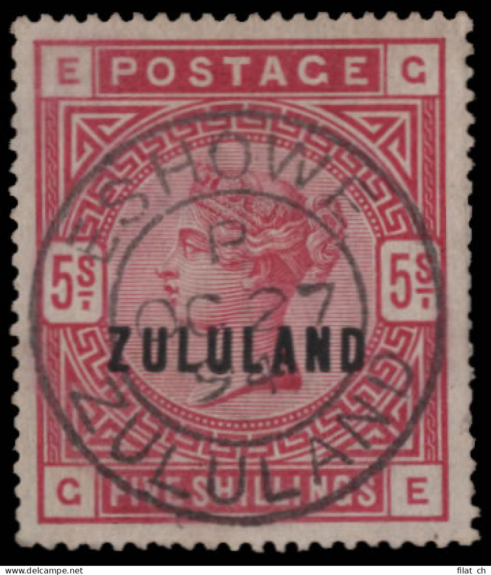 Zululand 1892 QV 5/- Rose Superb Used - Zululand (1888-1902)