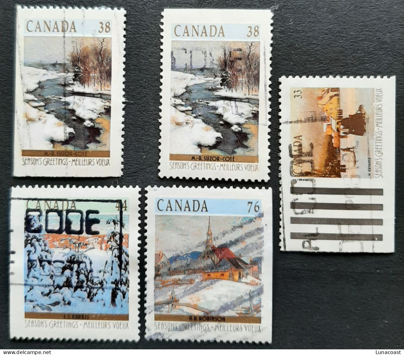 Canada 1989  USED  Sc1256 -1259,   Edges Christmas 1989. - Gebraucht