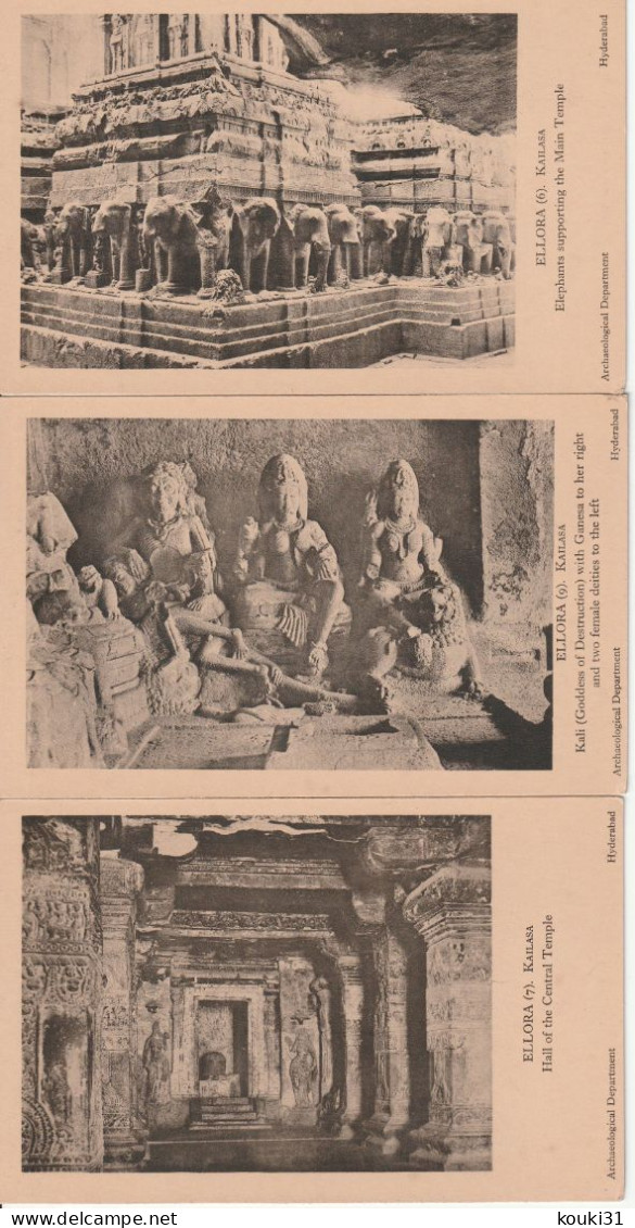 Ellora : 20 Cartes En Bon état Des Grottes Bouddhistes - Budismo