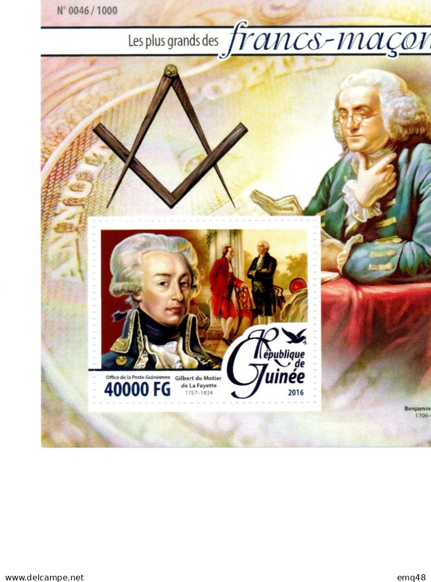 101 - FRANC-MAÇONNERIE (MASONIC)  GUINÉE : BENJAMIN FRANKLIN : Feuillet Maçonnique - Franc-Maçonnerie