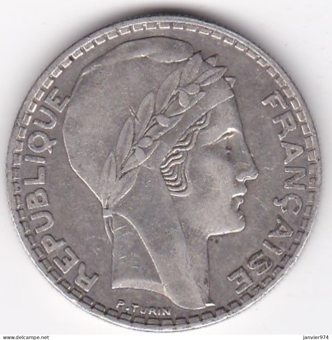 20 Francs Turin 1933, Rameaux Courts, En Argent  - 20 Francs