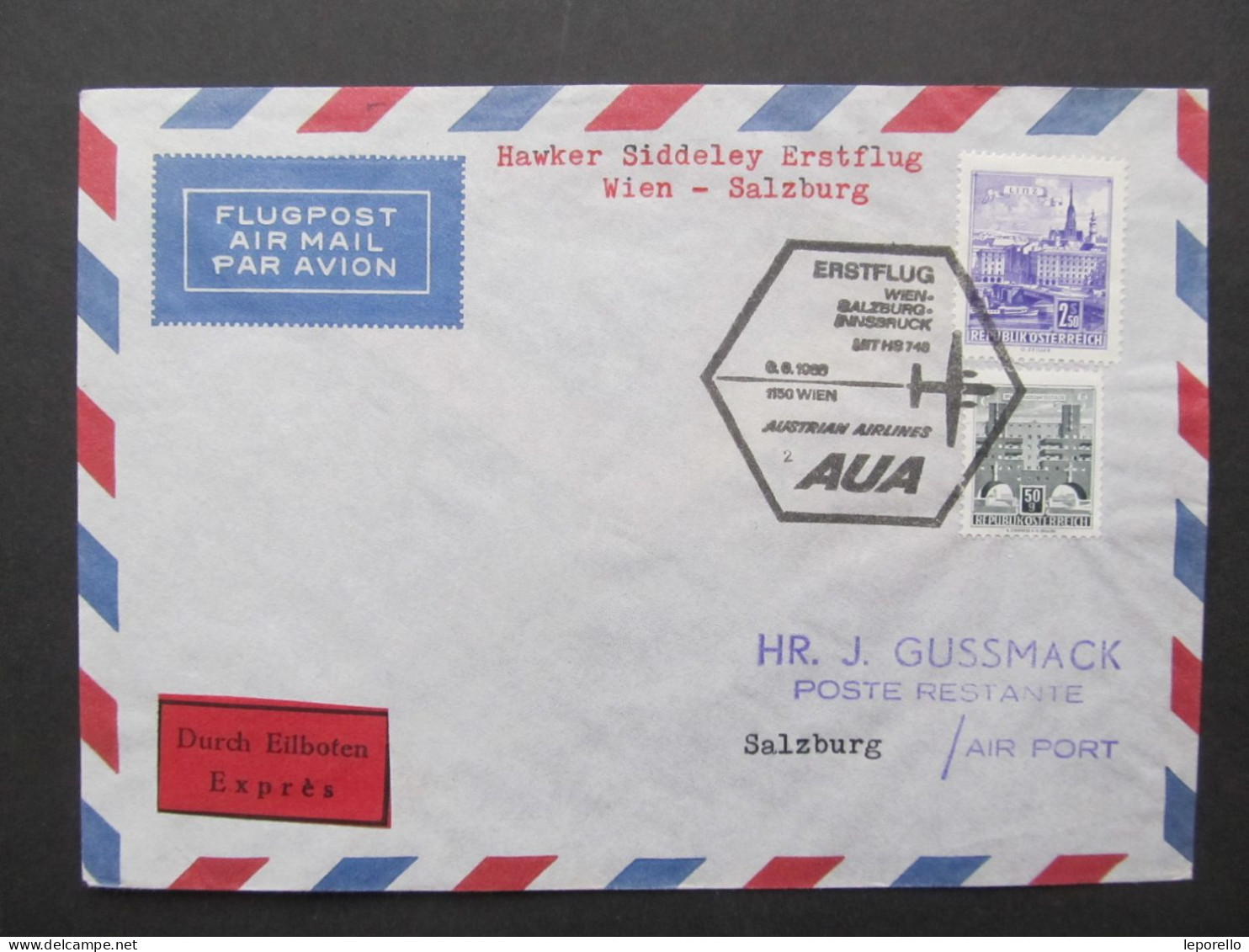 BRIEF Ballonpost Flugpost Wien - Salzburg 1966 /// P3391 - Ballonpost