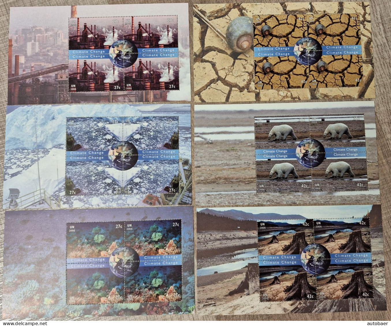 UNO U.N. United Nations New York 2008 Climate Change Mi.no. 1105-08+1113-32 6 Sheetlets From Booklet MNH ** Postfrisch - Nuovi