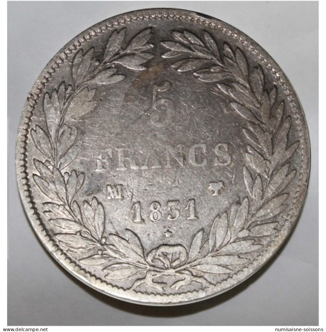 GADOURY 676 - 5 FRANCS 1831 MA - Marseille - TYPE LOUIS PHILIPPE 1er - KM 744 - REVERS DESAXÉ À 5h - TB - 5 Francs