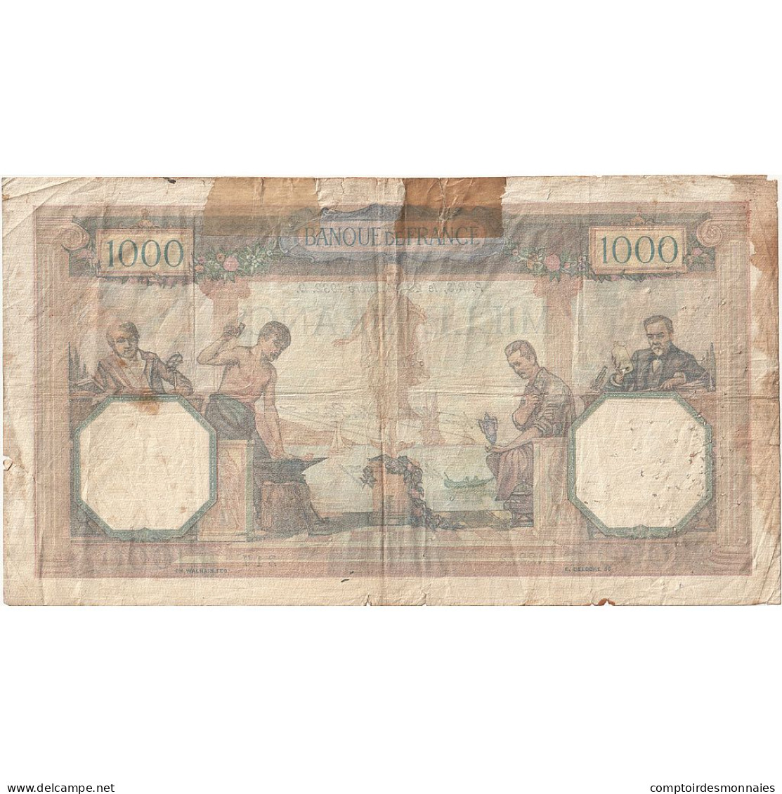 France, 1000 Francs, Cérès Et Mercure, 1932, L.2272, B, Fayette:37.07, KM:79b - 1 000 F 1927-1940 ''Cérès Et Mercure''